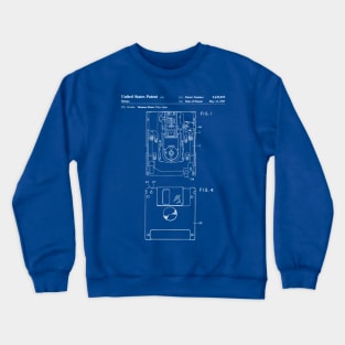 Floppy Disk Patent - Geek Tech Lover Gamer Programmer Art - Blueprint Crewneck Sweatshirt
